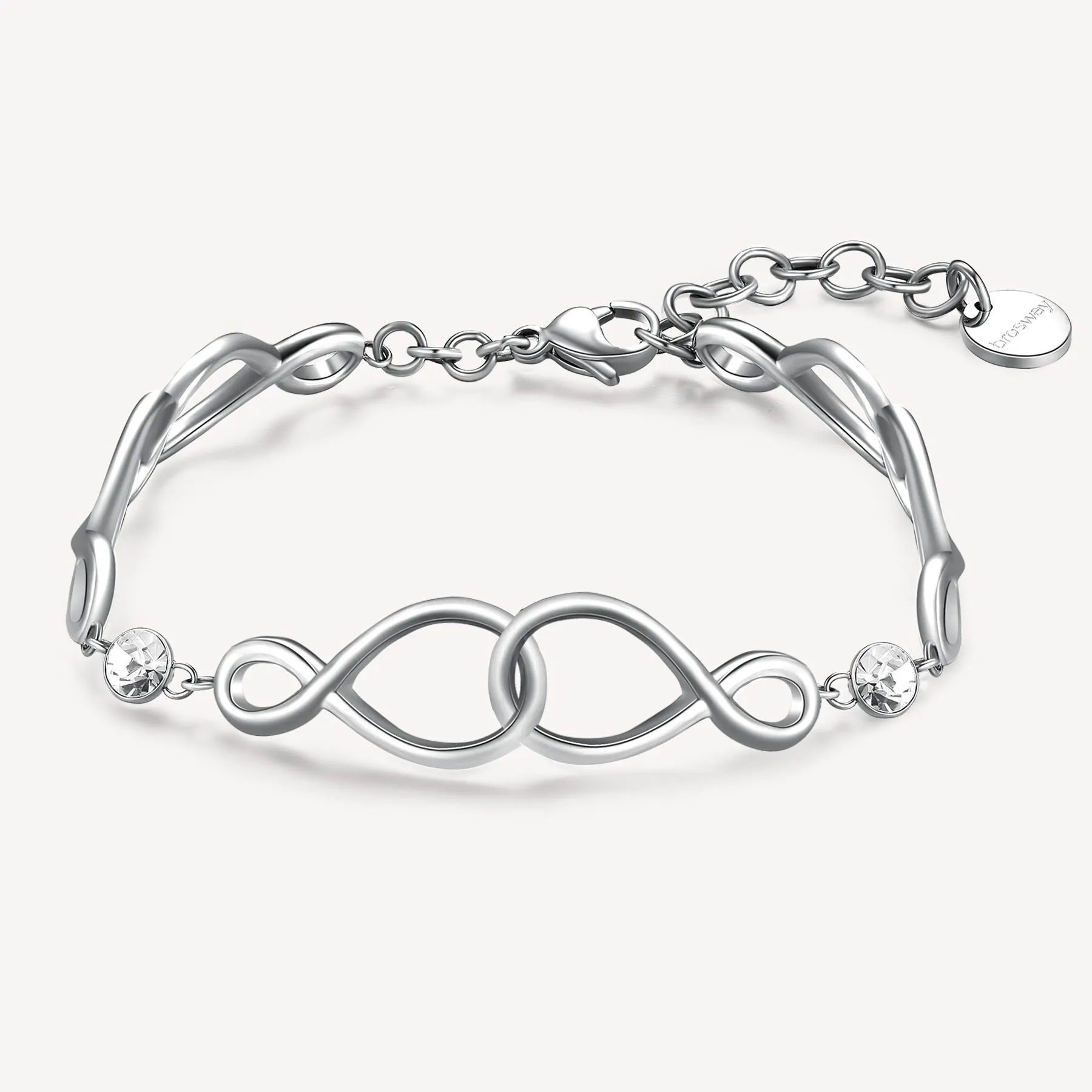 Crystal Infinity Linked Bracelet in Stainless Steel