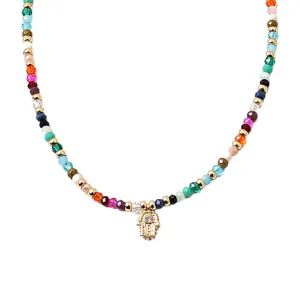 Delicate Beaded Hamsa Necklace