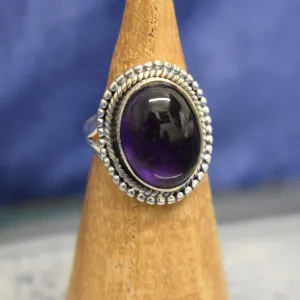 Double Trim Amethyst Ring (925) Sterling Silver