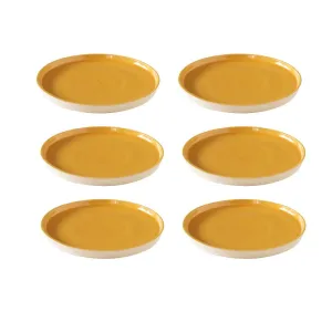 Ellementry Amber Love Ceramic Side Plate| Dishwasher & Microwave Safe | Food Grade | Dinnerware | Bone-Ash Free | Crockery for Dining & Gifting | Kitchen Accessories Items (Pack of 6)