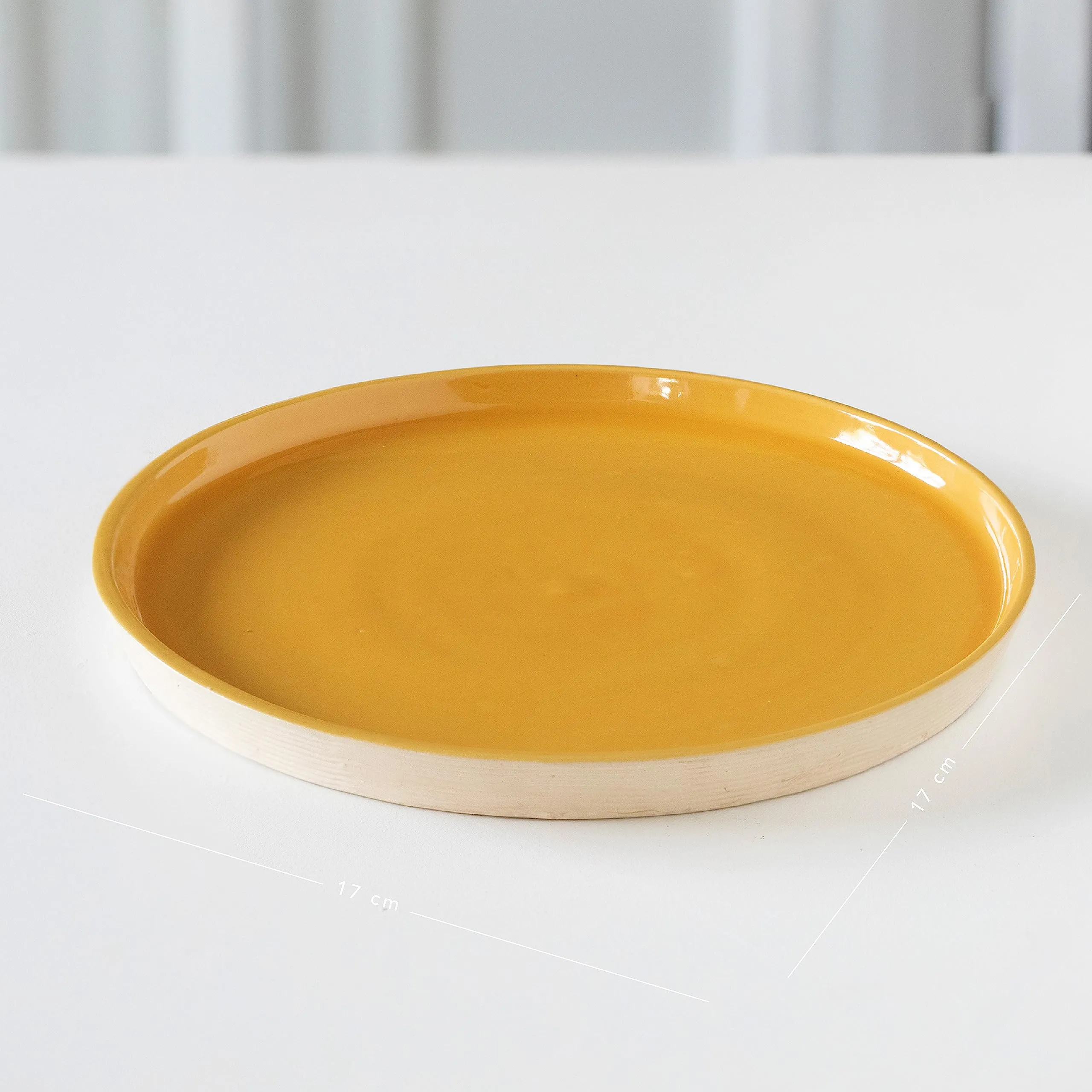 Ellementry Amber Love Ceramic Side Plate| Dishwasher & Microwave Safe | Food Grade | Dinnerware | Bone-Ash Free | Crockery for Dining & Gifting | Kitchen Accessories Items (Pack of 6)