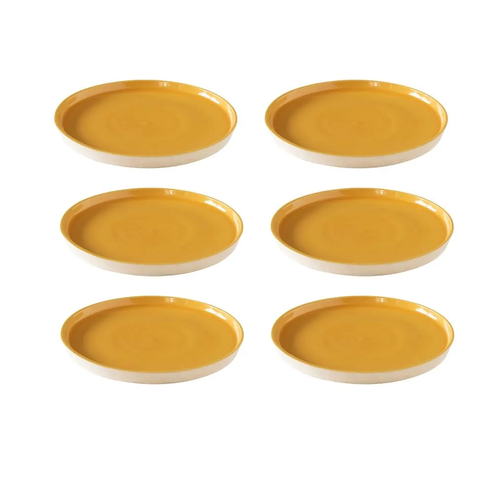 Ellementry Amber Love Ceramic Side Plate| Dishwasher & Microwave Safe | Food Grade | Dinnerware | Bone-Ash Free | Crockery for Dining & Gifting | Kitchen Accessories Items (Pack of 6)