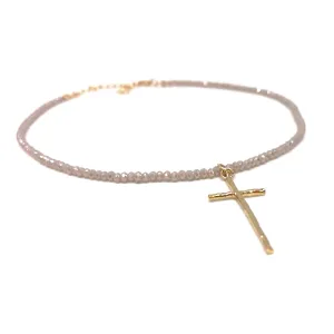 Erin Gray - Prayer Cross on Palest Pink Necklace