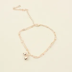 Fashion Double Tassel Bell Rose Gold Titanium Steel Anklet