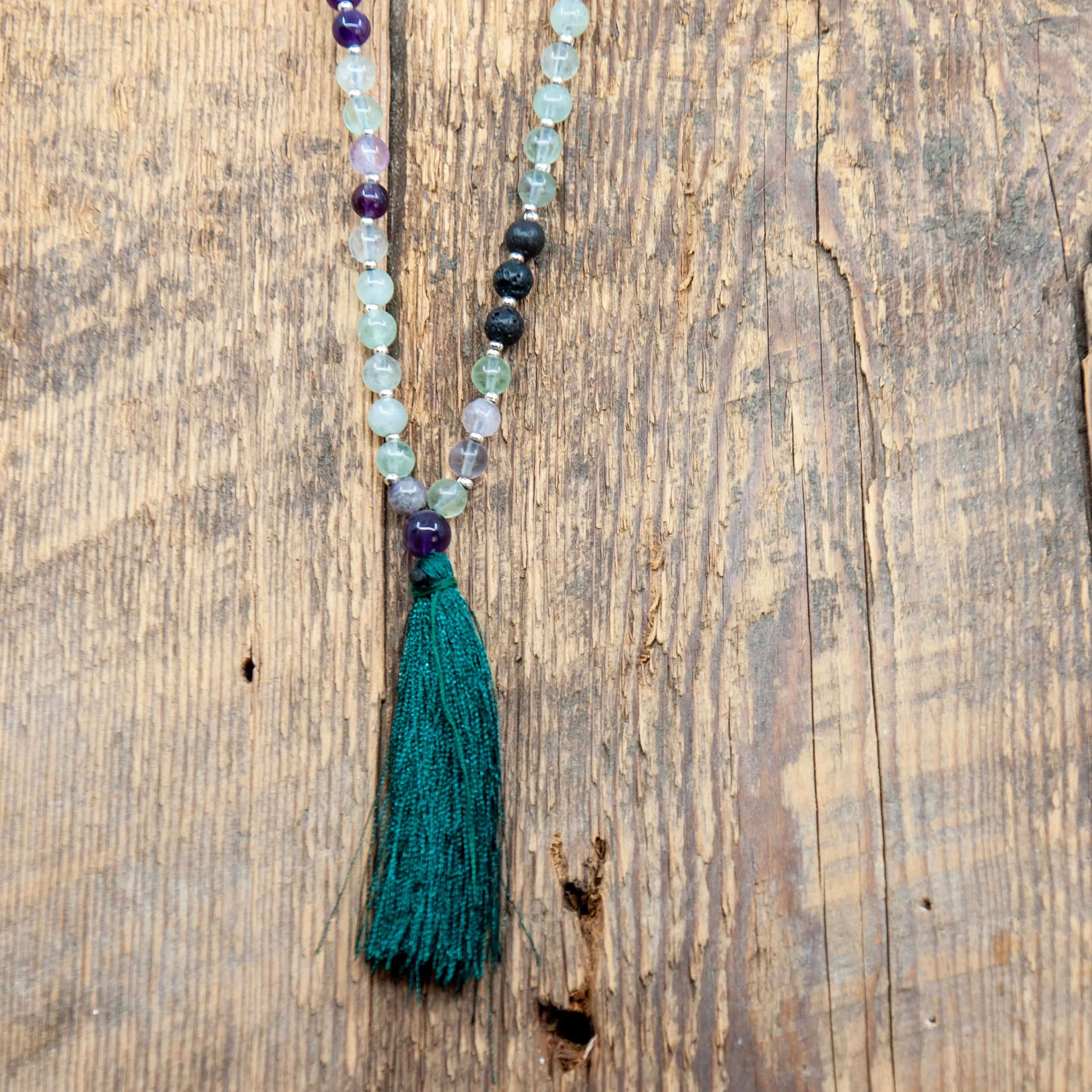 Fluorite Mala Beads w/tassle - 6mm