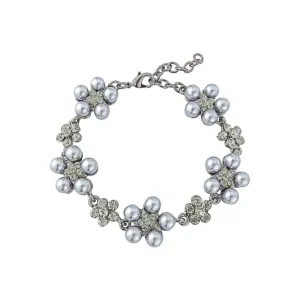 Georgia Pearl and Crystal Bracelet -  Silver Grey