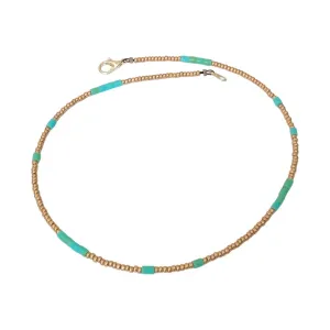 Gold and Turquoise Heishe Beaded Necklace