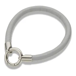 Grey Leather Ring Clasp Bracelet 3745