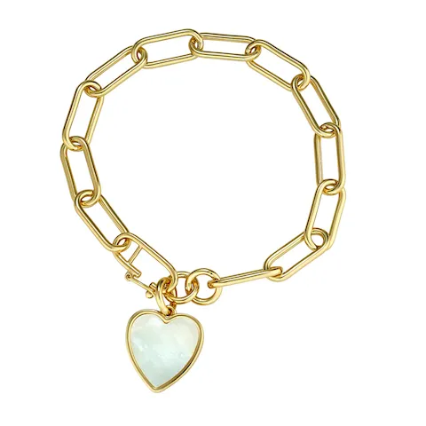 Heart Charm Link Bracelet - Mother of Pearl