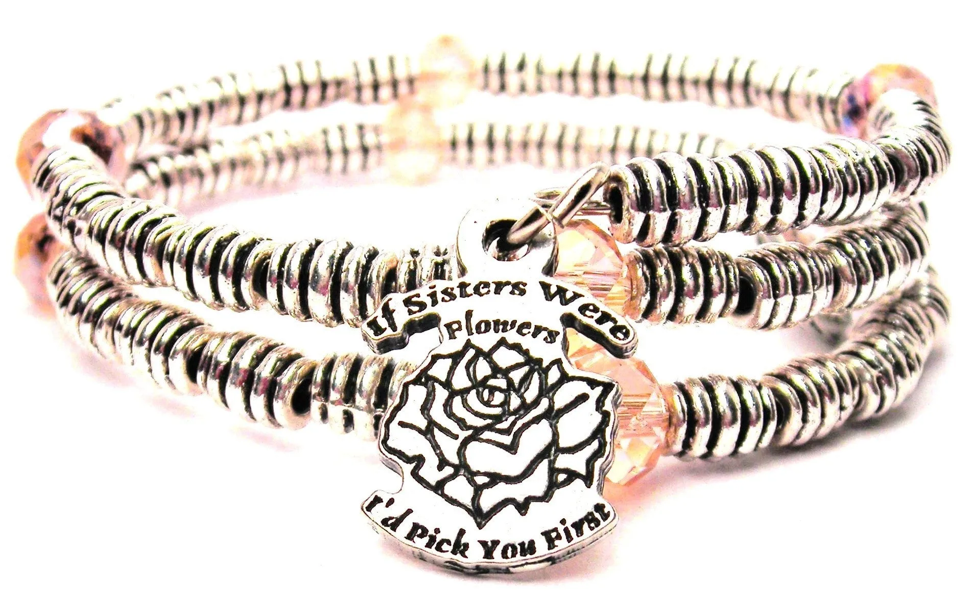 If Sisters Were Flowers Id Pick You First Curly Coil Wrap Style Bangle Bracelet