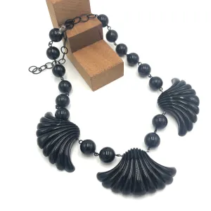 Jet Scalloped Shell Amelia Necklace