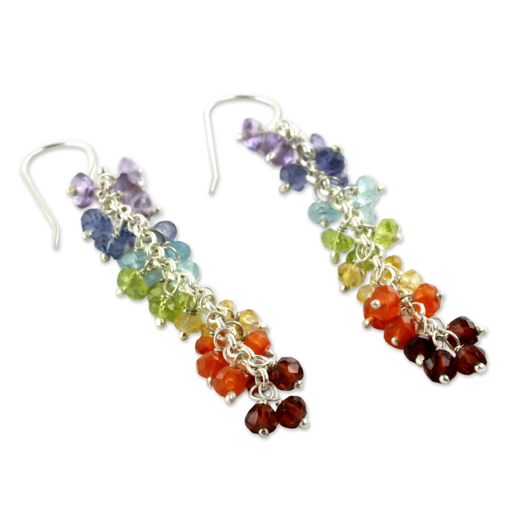 Joyous Life Multi-Gem Garnet & Silver Beaded Earrings