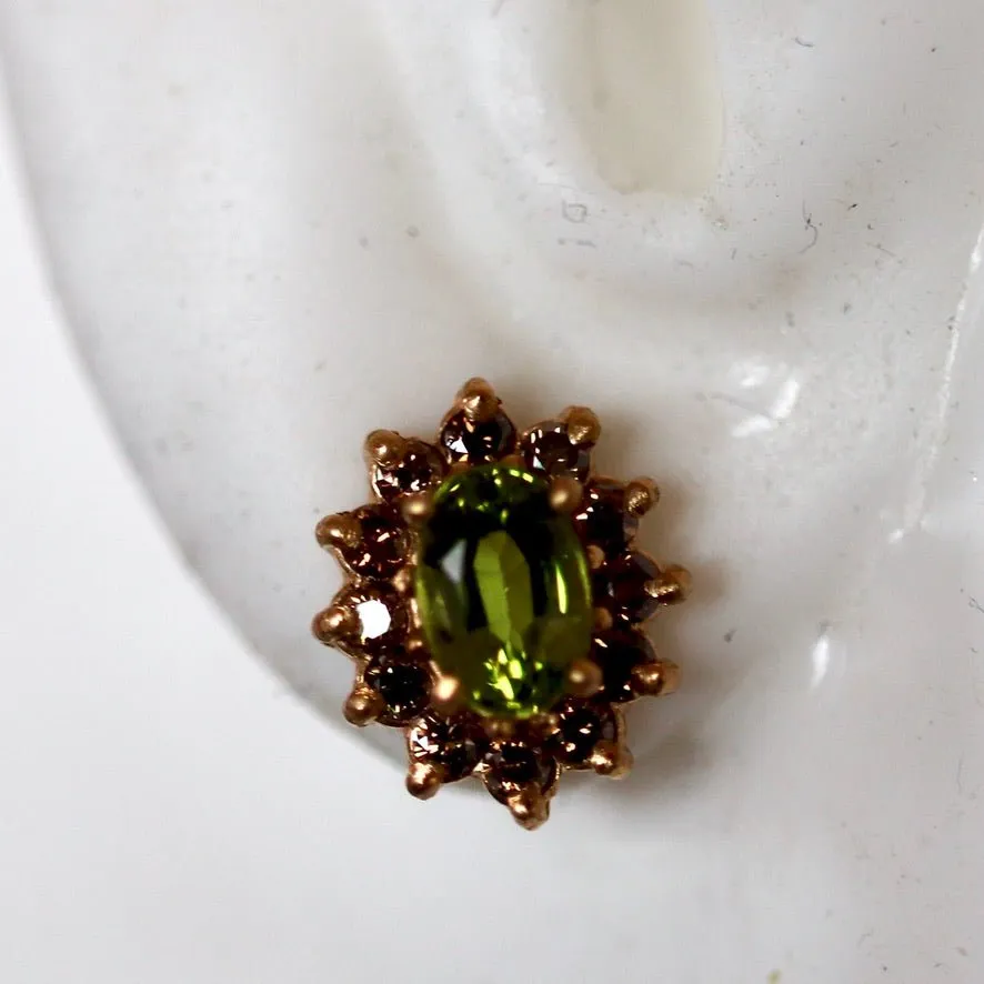 Kenilworth 14k Gold, Peridot and Diamonds Studs