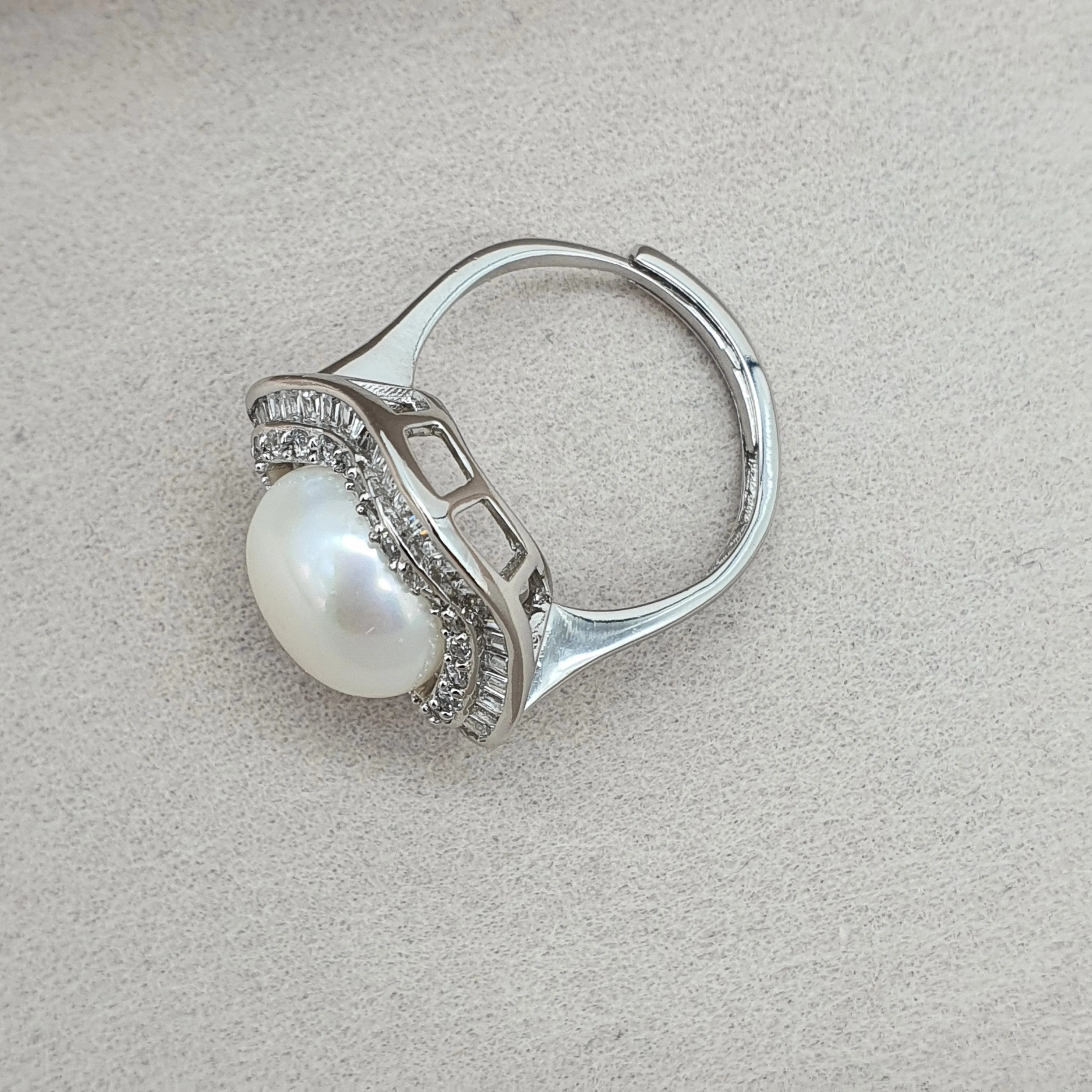 Large Freshwater Pearl ring, sterling silver