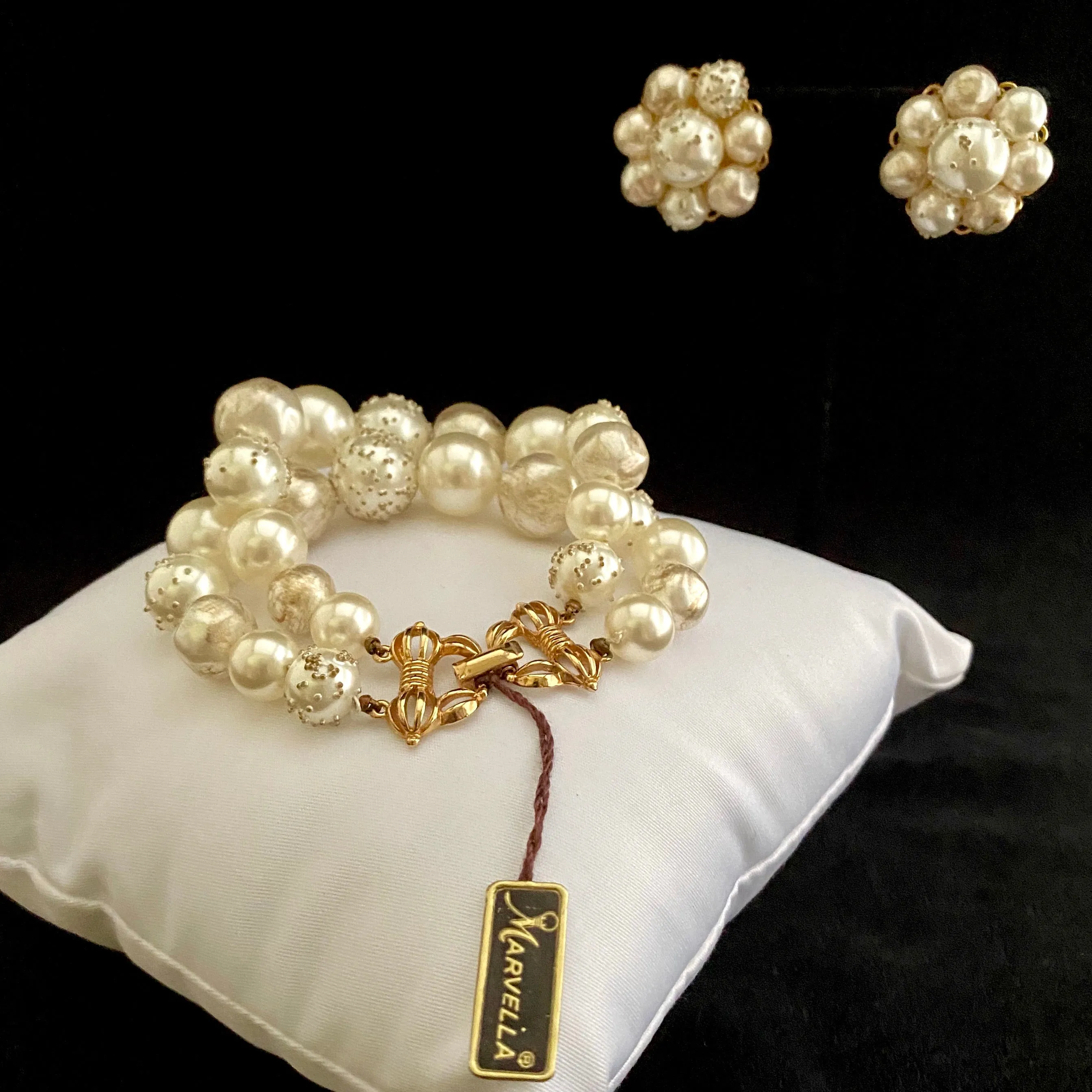 Late 50s/ Early 60s Marvella Faux Pearl Demi-Parure