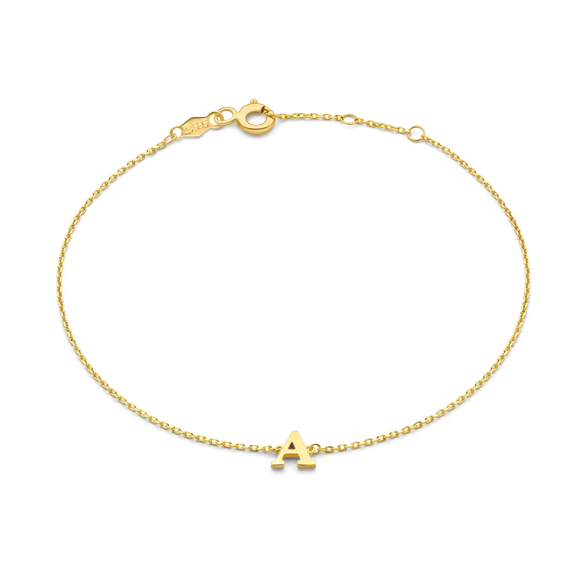 Le Marais Rachel 14 karat gold initial bracelet with letter