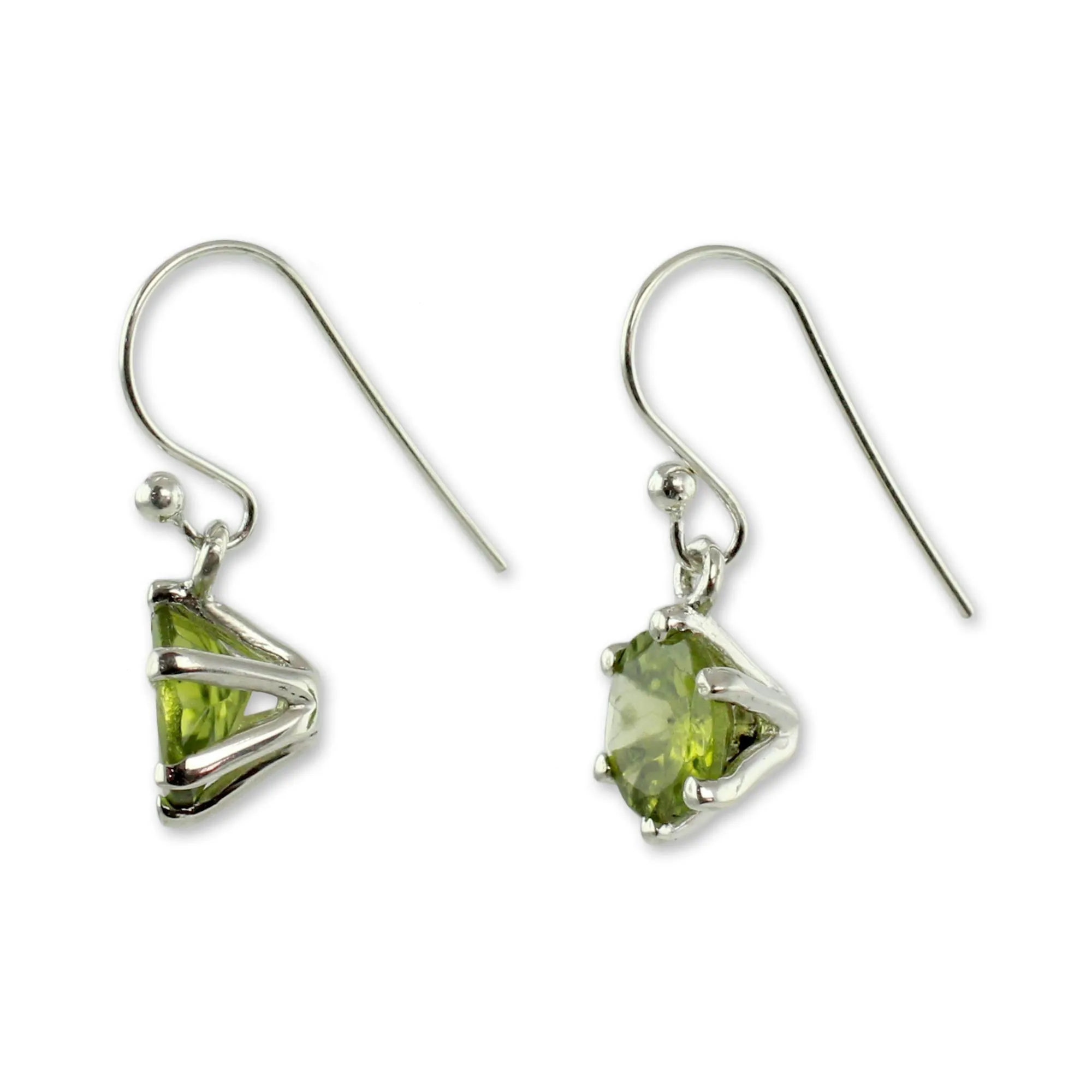 Lime Solitaire Sterling Silver & Peridot Earrings