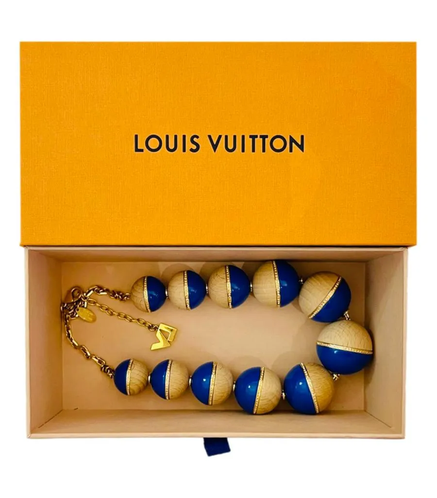 Louis Vuitton Crystal, Wood & Resin Beaded Necklace