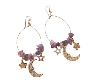 Luna Amethyst Hoop Earrings