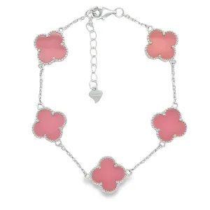 M364 Pink Flower Clover Bracelet