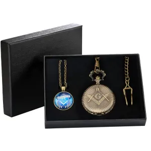 Master Mason Blue Lodge Pocket Watch - Quartz (Blue Design)