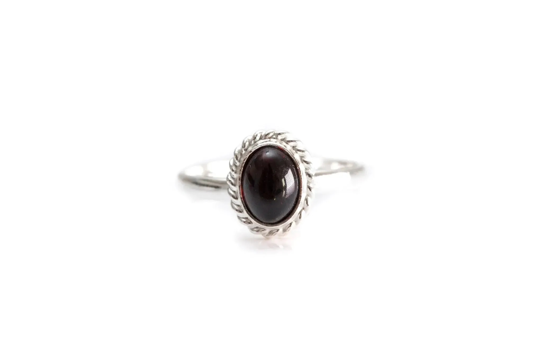 Mini Cherry Red Amber Quintessence Ring