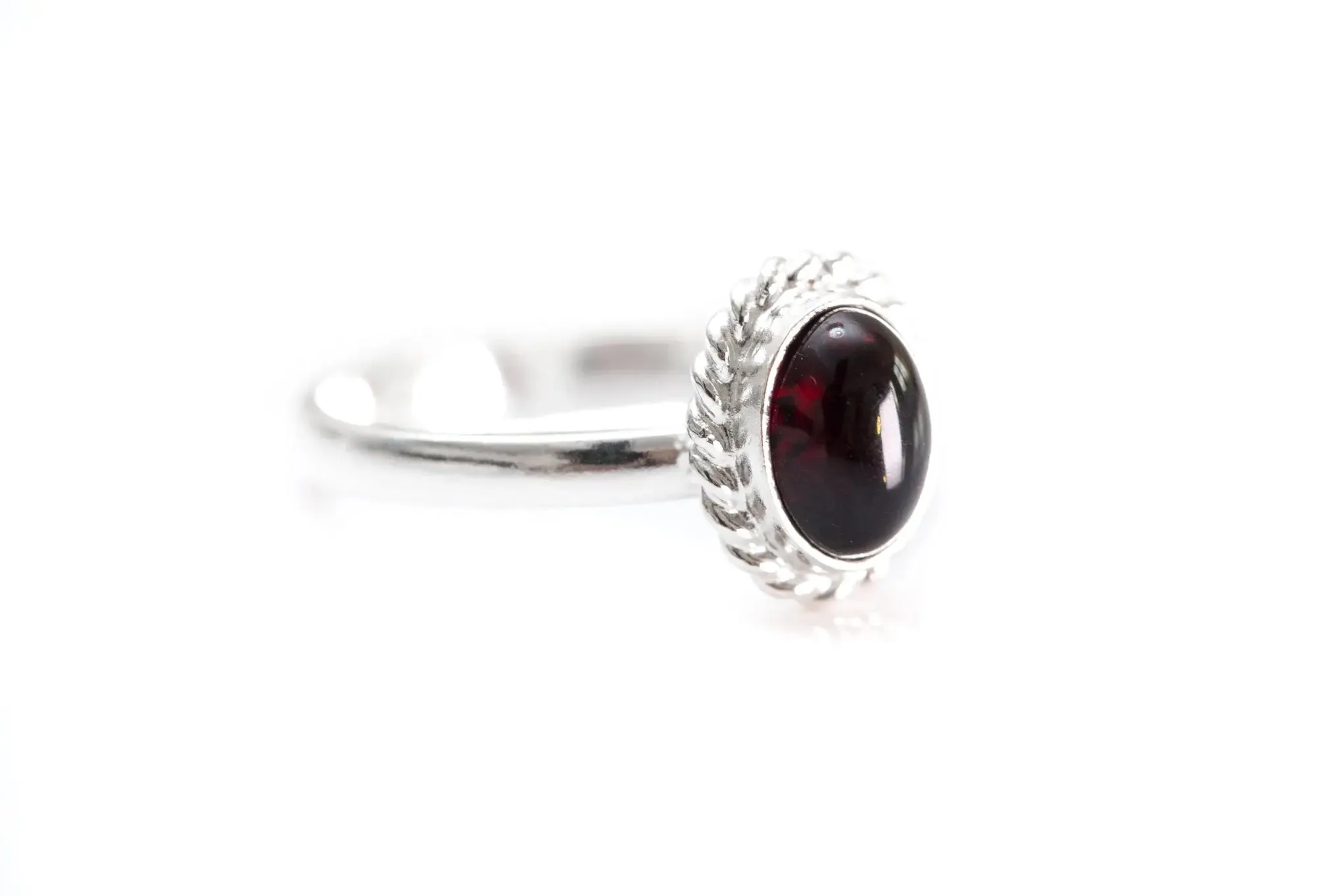 Mini Cherry Red Amber Quintessence Ring