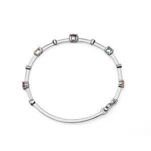 Multi coloured gemstones 18k white gold bracelet