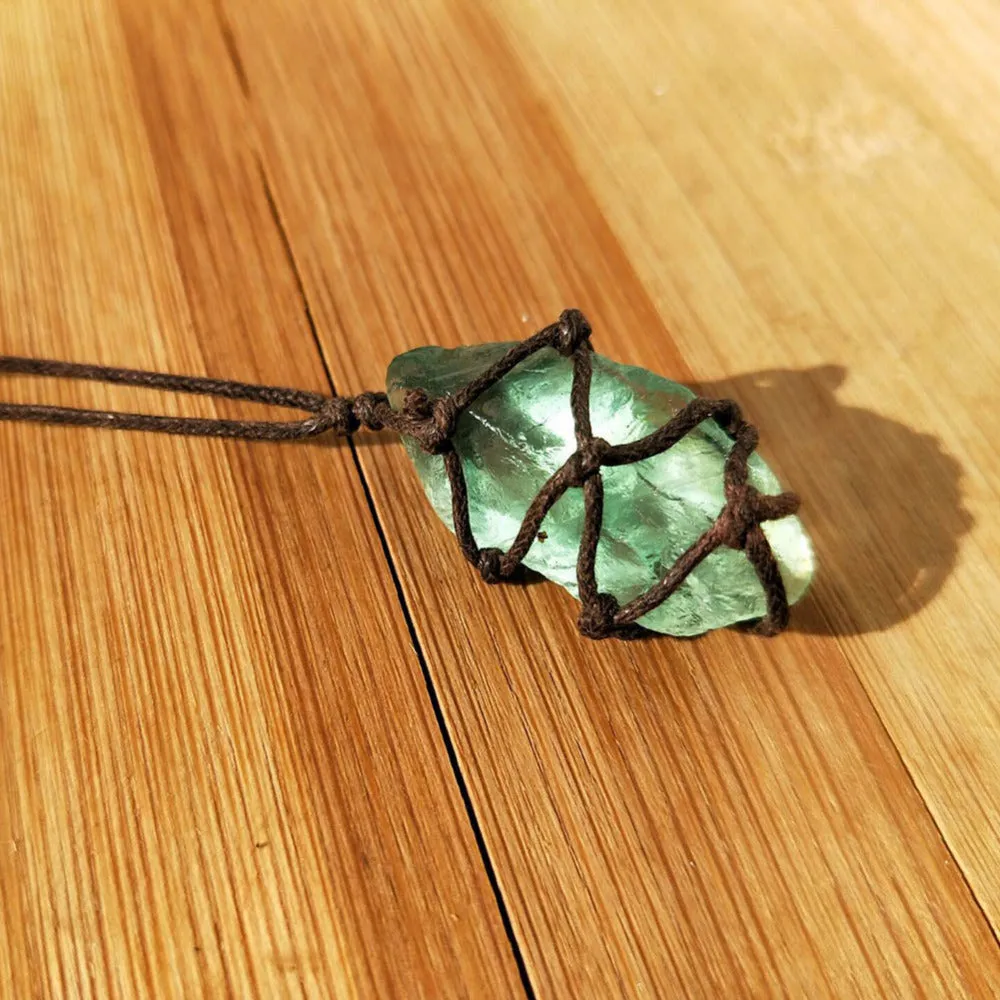 Natural crystal fluorite rough stone pendant