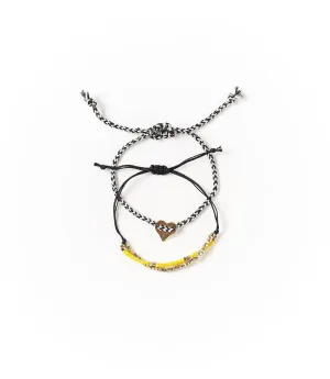 Nitara Beaded Friendship Bracelets - Heart (Yellow/Set of 2)