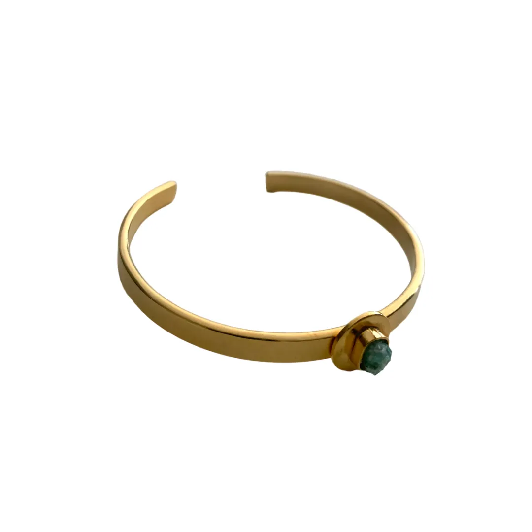 Orbita Collection Colombian Raw Esmerald & 24 K Gold