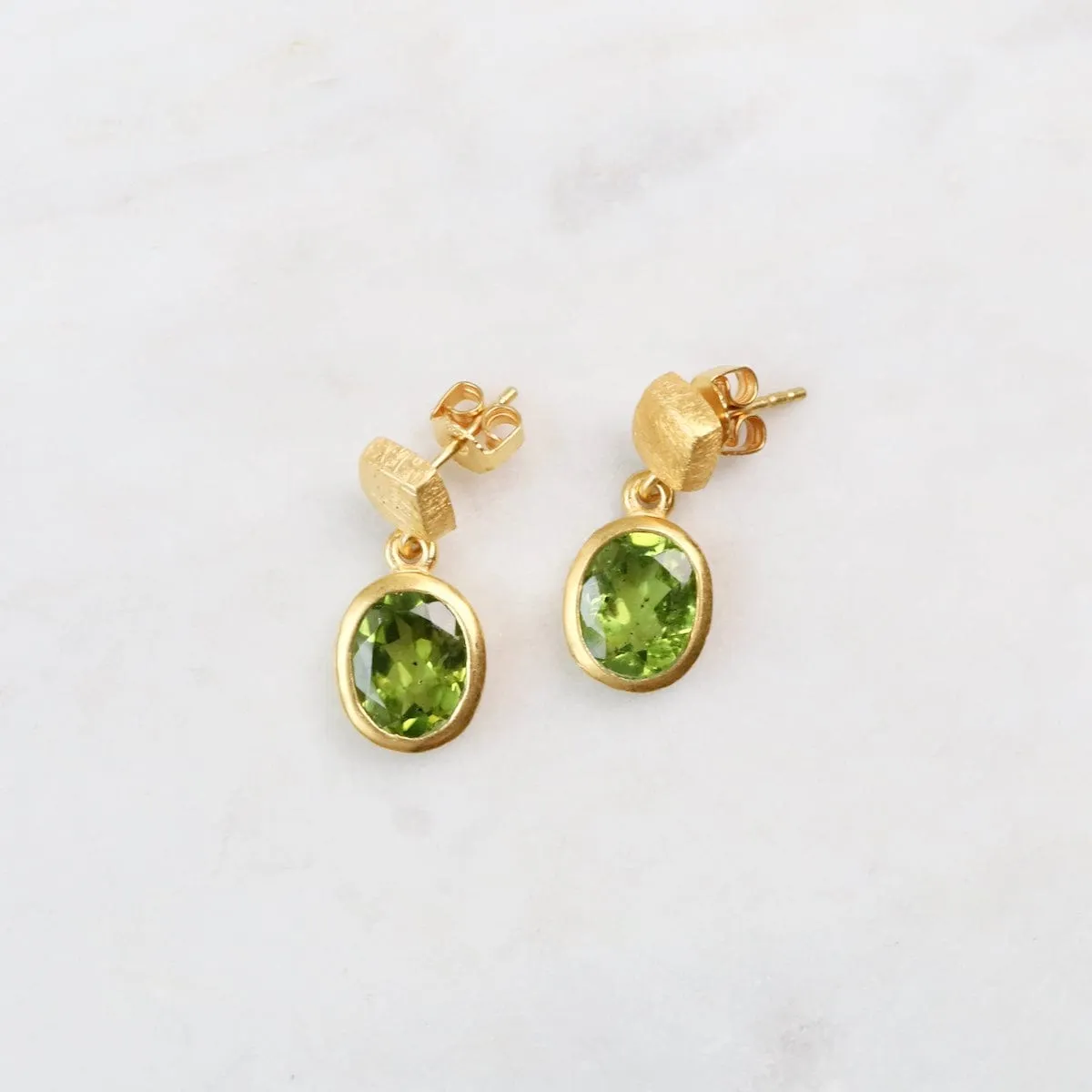 Oval Peridot Post Earrings