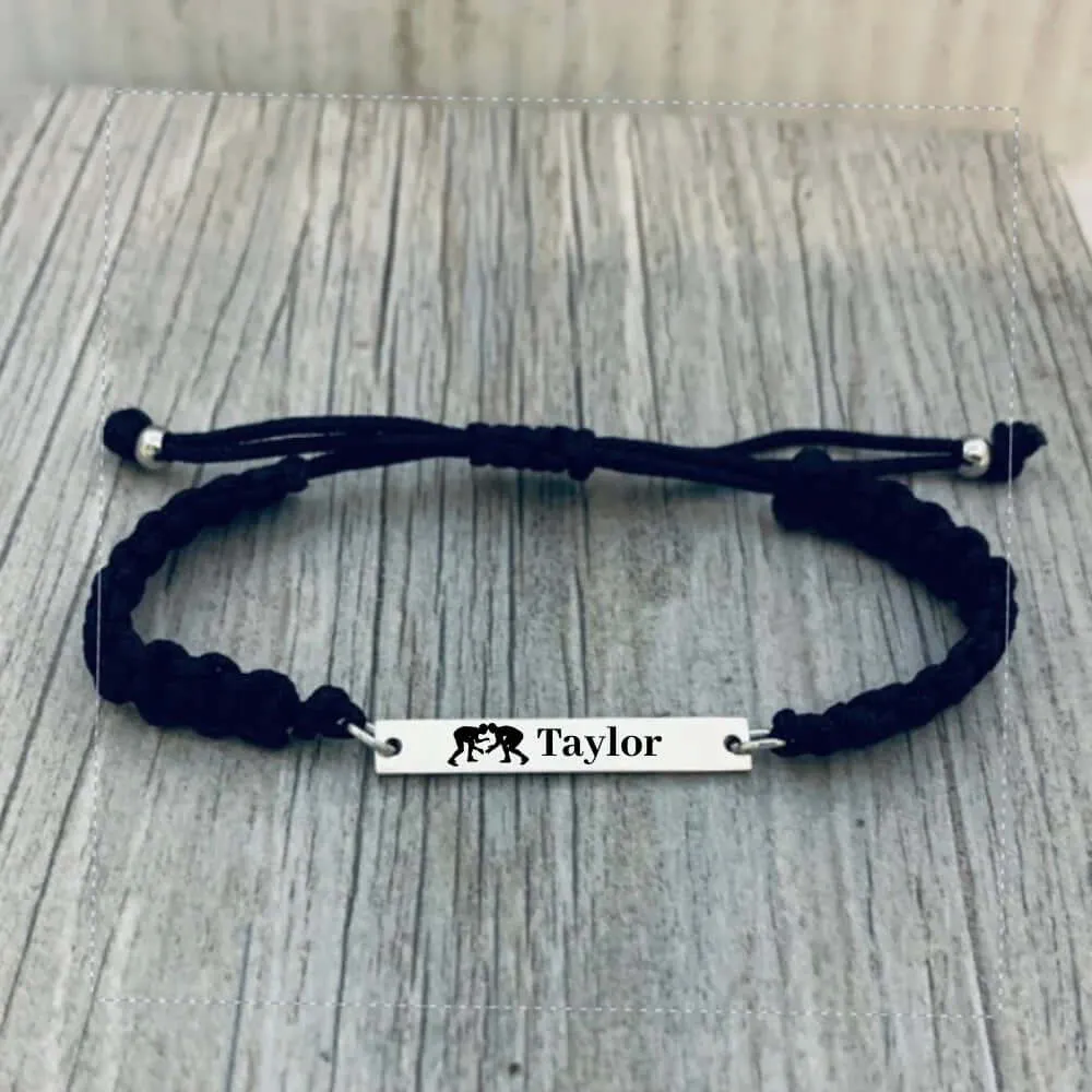 Personalized Engraved Wrestling Bar Rope Bracelet