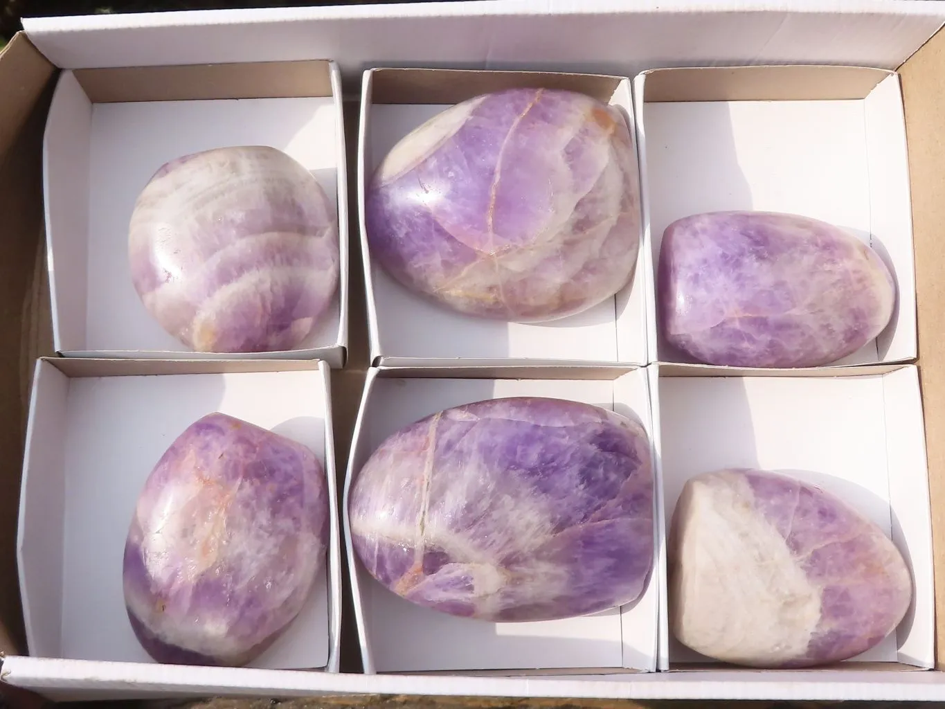 Polished Amethyst Standing Free Forms x 6 From Madagascar