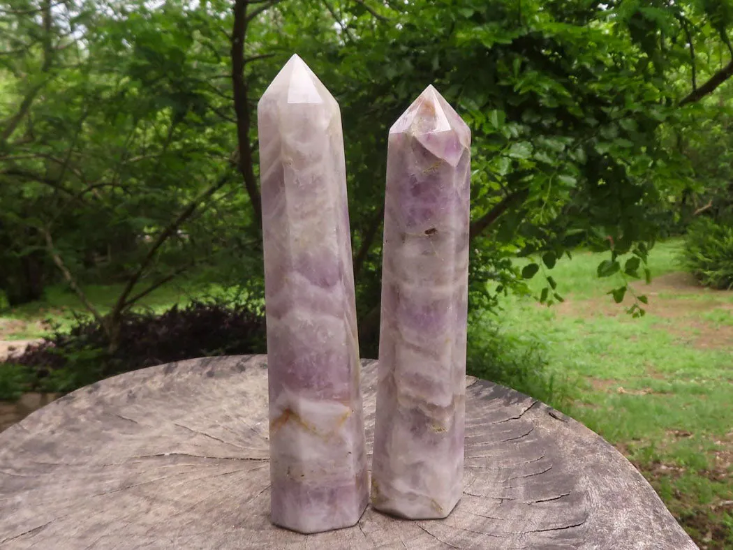 Polished Extra Large Dream Amethyst Towers x 2 From Madagascar