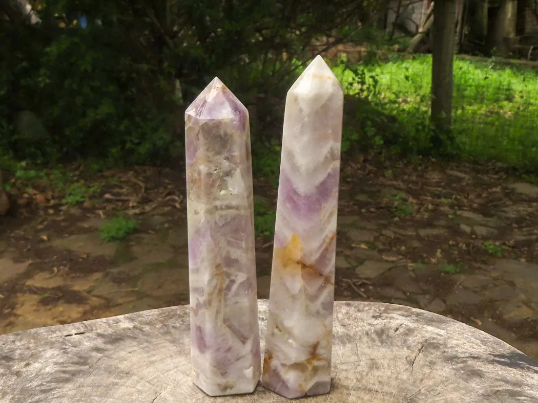 Polished Extra Large Dream Amethyst Towers x 2 From Madagascar