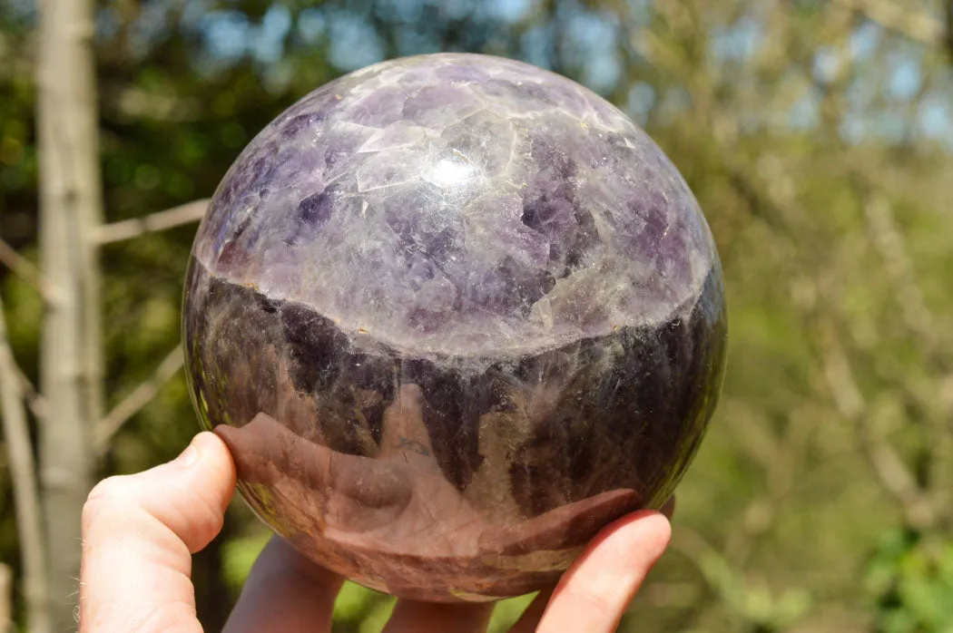 Polished Extra Large Smokey Flower Amethyst Sphere x 1 From Madagascar