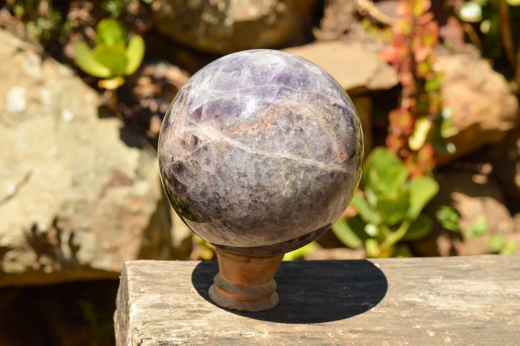 Polished Extra Large Smokey Flower Amethyst Sphere x 1 From Madagascar