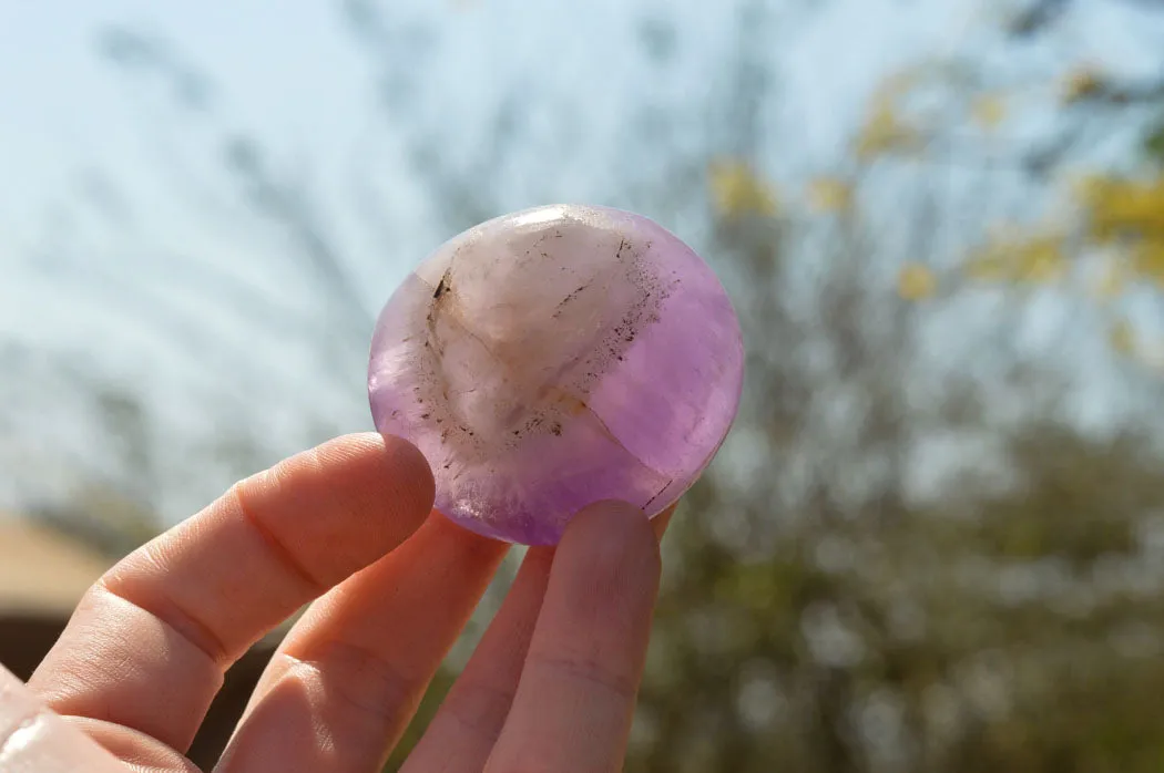 Polished Gemmy Amethyst Galet - Palm Stones x 20 From Madagascar