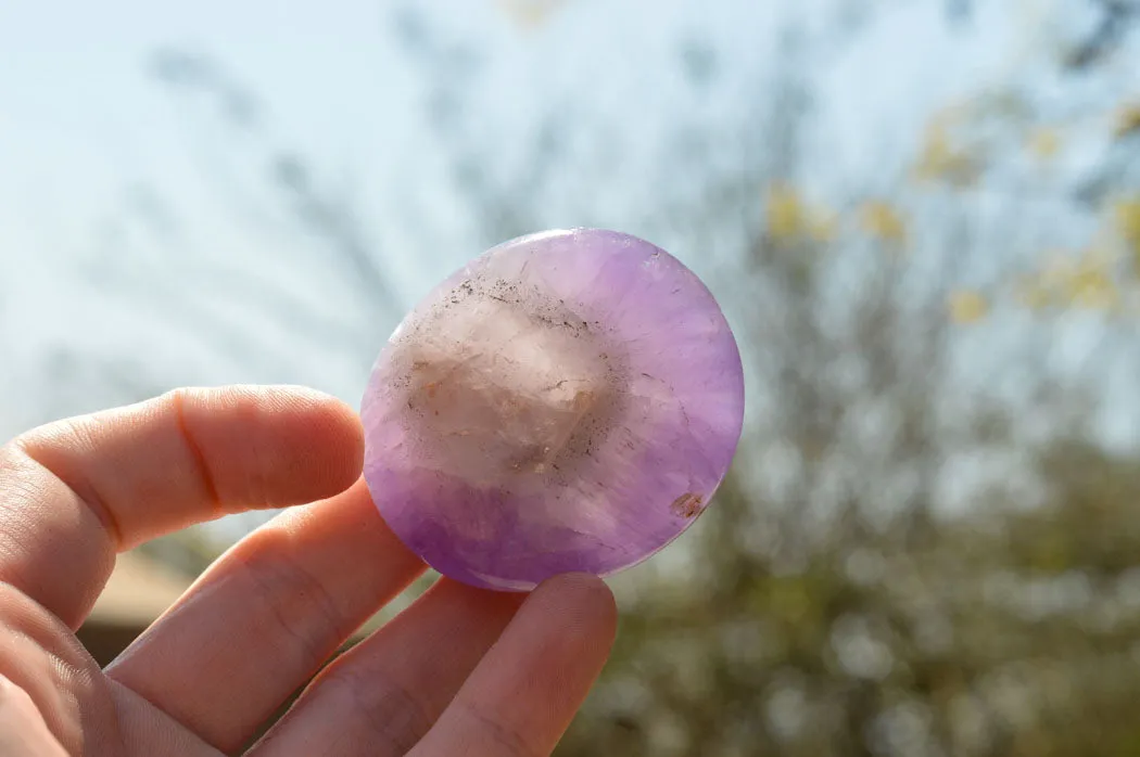 Polished Gemmy Amethyst Galet - Palm Stones x 20 From Madagascar