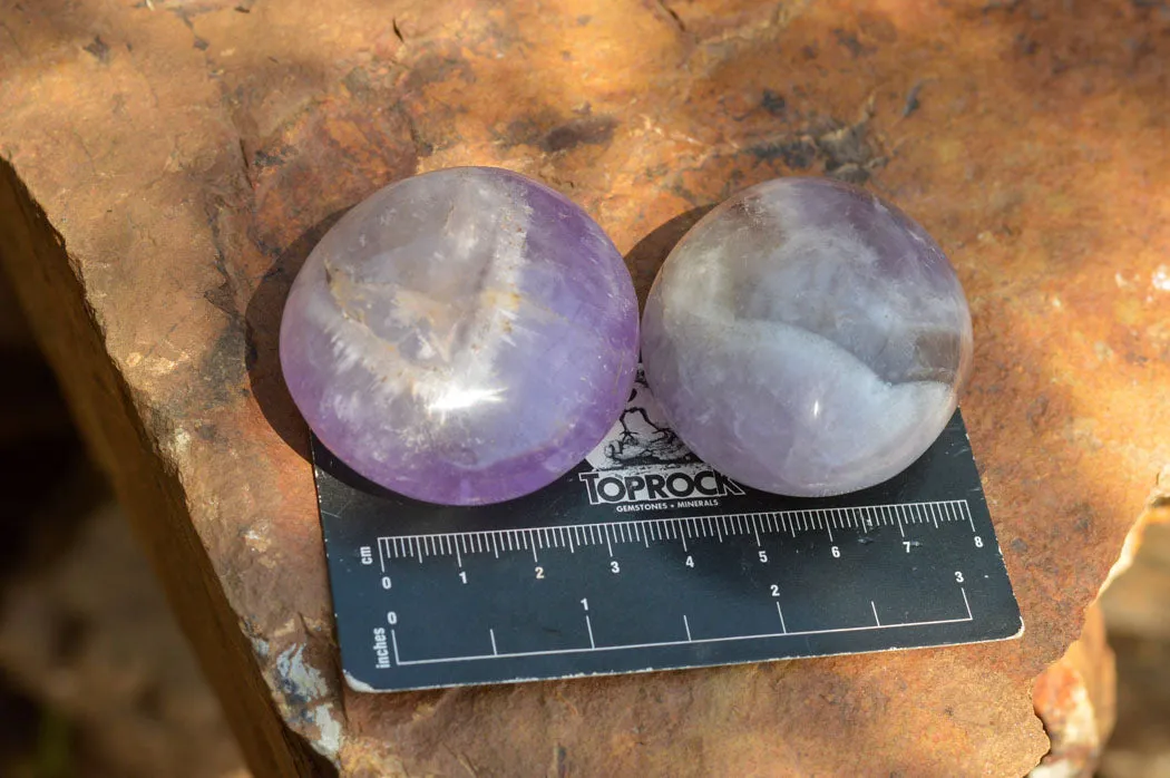 Polished Gemmy Amethyst Galet - Palm Stones x 20 From Madagascar