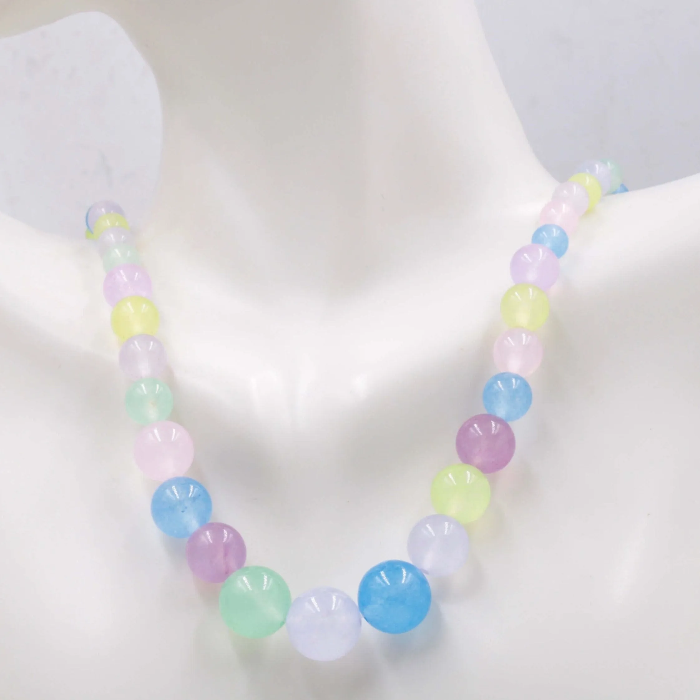 Quartzite Necklace Beaded Necklace Polished Necklace Colorful Necklace Fashion Necklace Round Beaded Necklace Gemstones Necklace SKU 114433