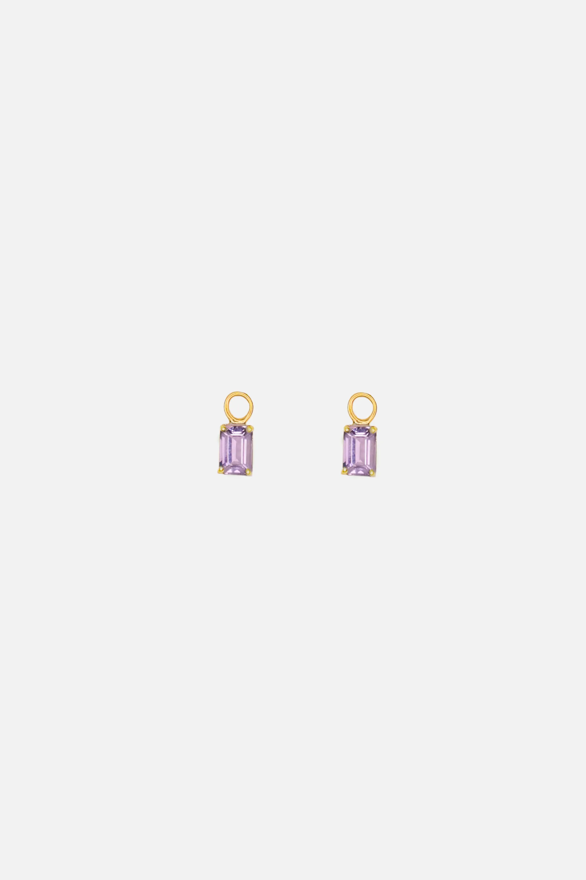 Rectangular Amethyst Hoop Charms