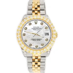 Rolex Datejust 31mm 2-Tone Watch 4.4ct Diamond White MOP Dial/Bezel/Case/Lugs TFJ-142508080