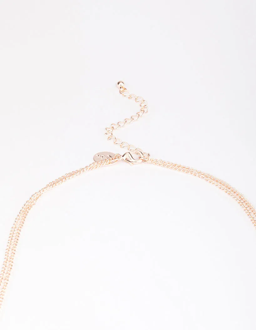 Rose Gold Beaded Layered Necklace