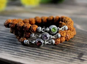 Rudraksha Gem Bracelet Stack