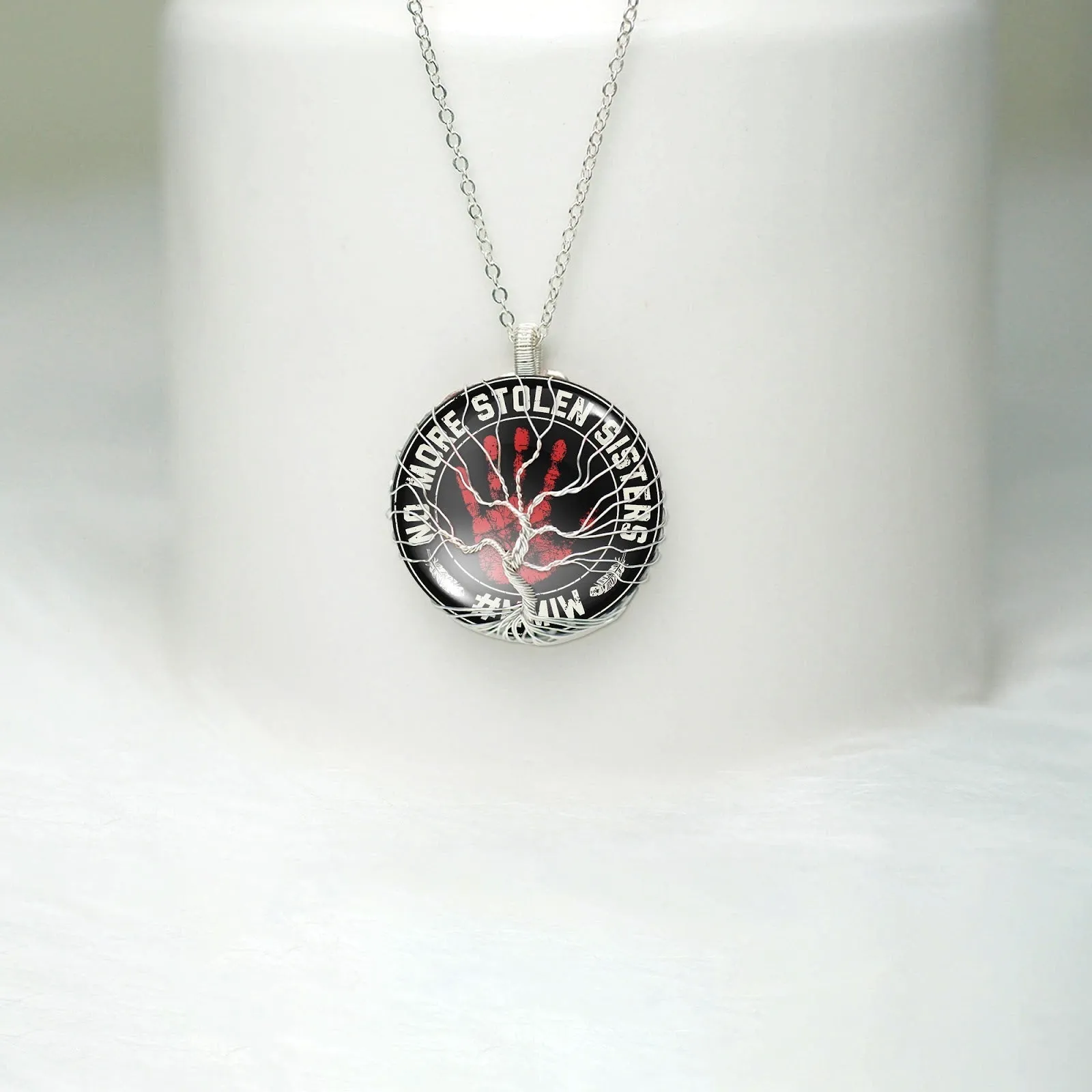 SALE 50% OFF - MMIW Handmade Necklace Tree of Life Tree Of Hope Silver Premium Unisex With Native American Style