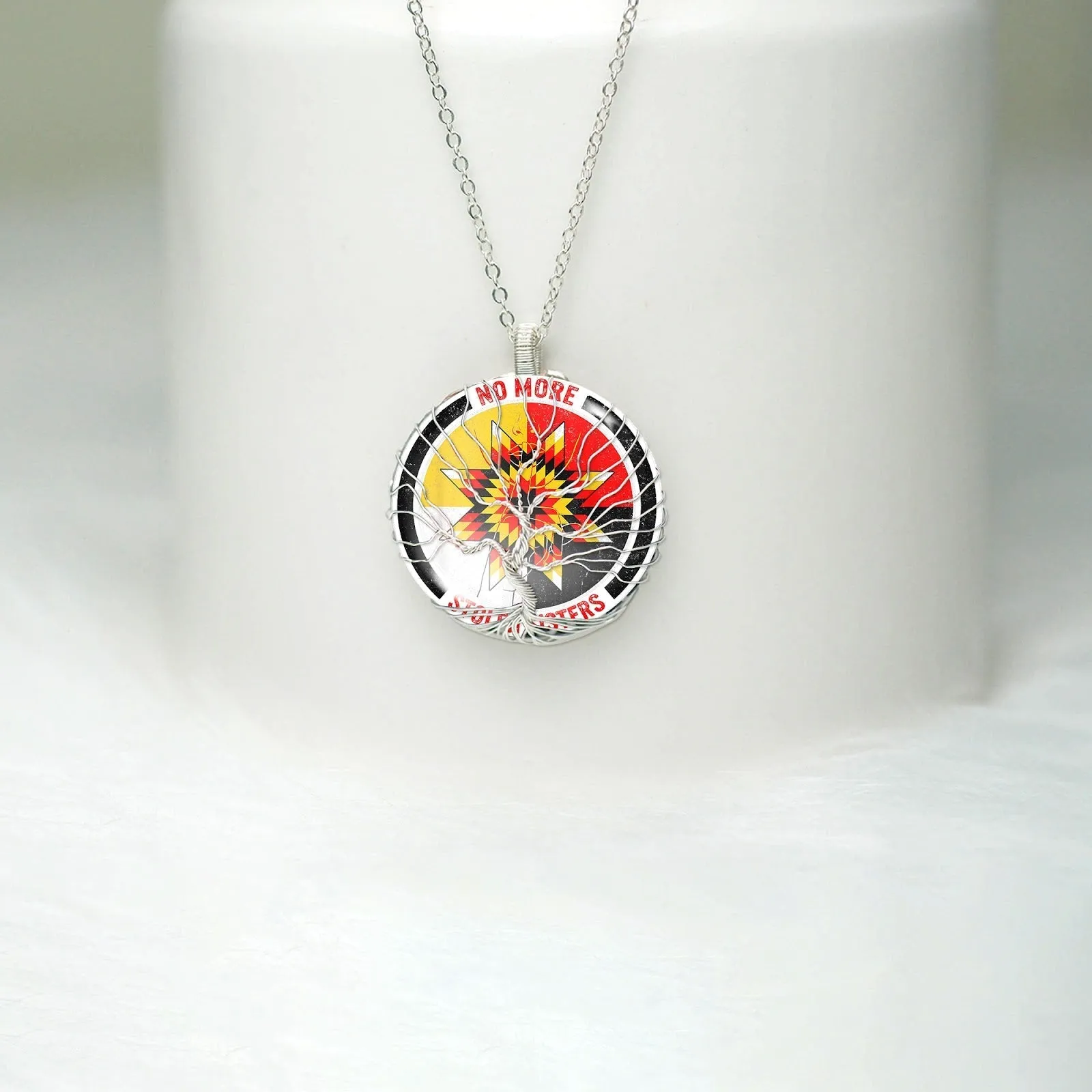 SALE 50% OFF - MMIW Handmade Necklace Tree of Life Tree Of Hope Silver Premium Unisex With Native American Style