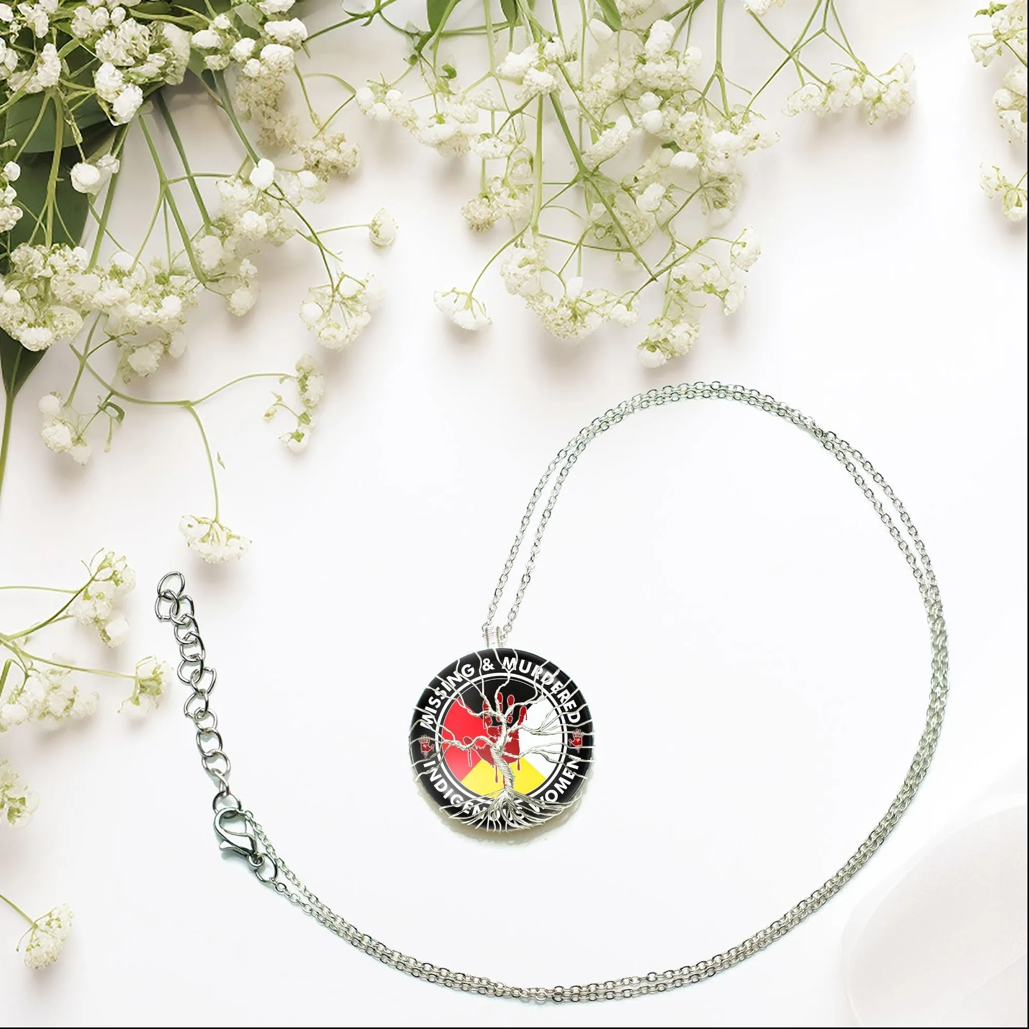 SALE 50% OFF - MMIW Handmade Necklace Tree of Life Tree Of Hope Silver Premium Unisex With Native American Style