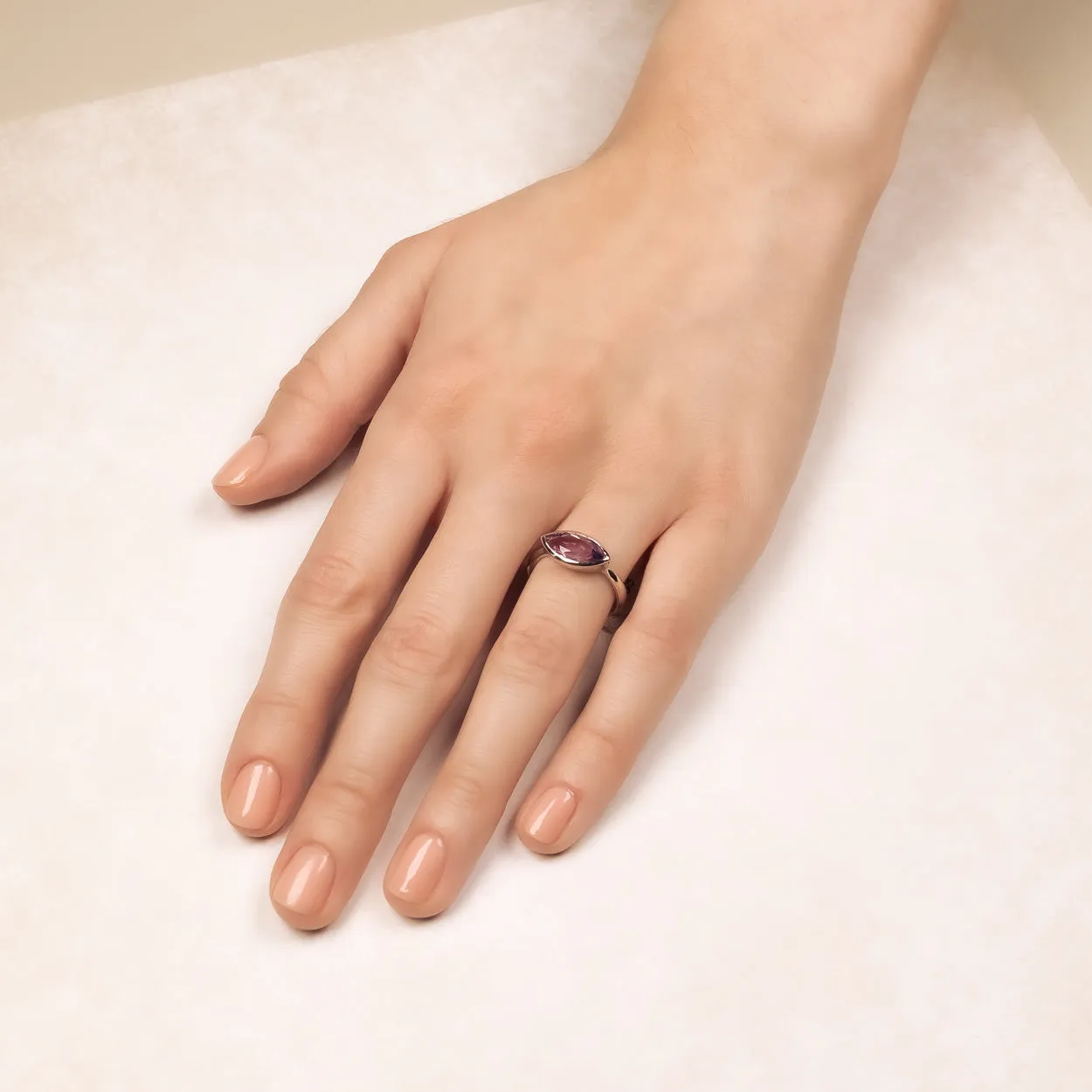 Silver Amethyst Marquise Stone Ring